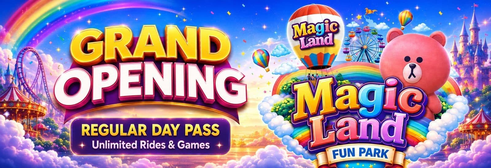 Unlimited Rides and Games at Grand Opening of Magic Land Family Fun Park
