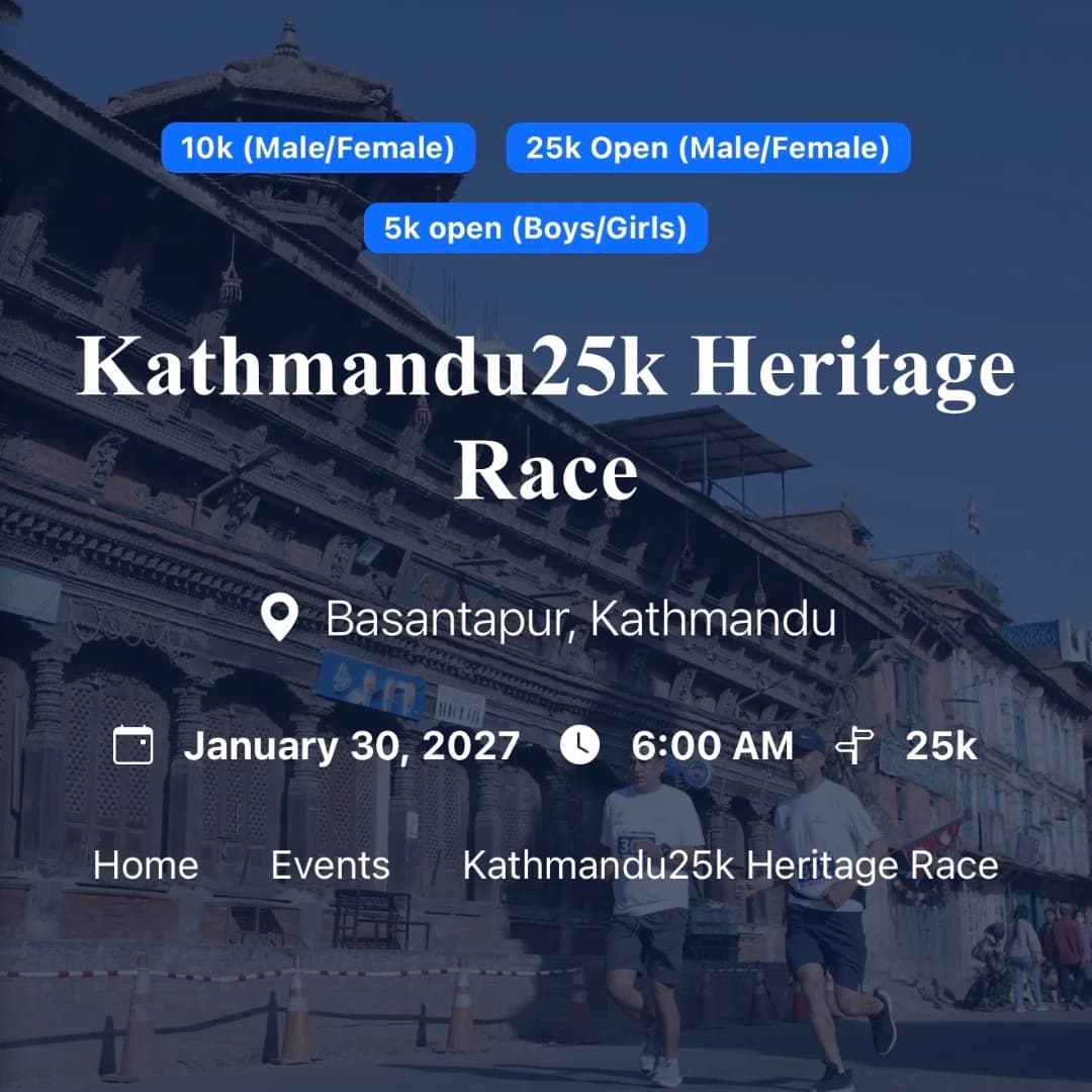 Kathmandu25K Heritage Race 2026 – 25K, 10K & 5K Run in Basantapur, Kathmandu poster