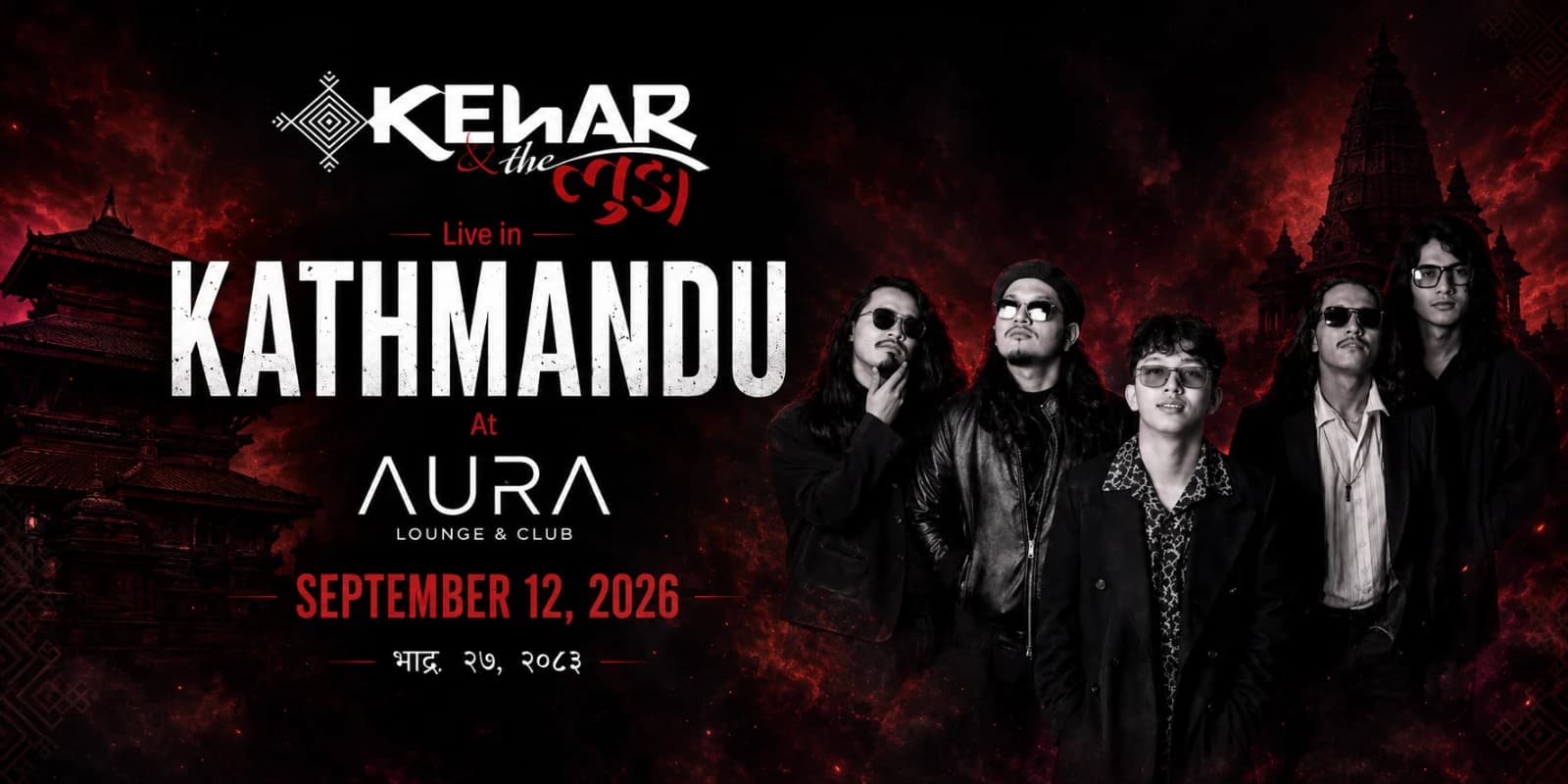 Kehar & The Lunga Live in Kathmandu | Live Concert at Aura Lounge & Club – September 12, 2026 poster