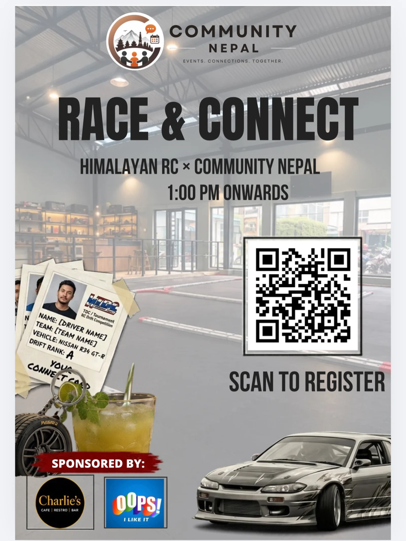 RACE & CONNECT — Himalayan RC × Community Nepal poster