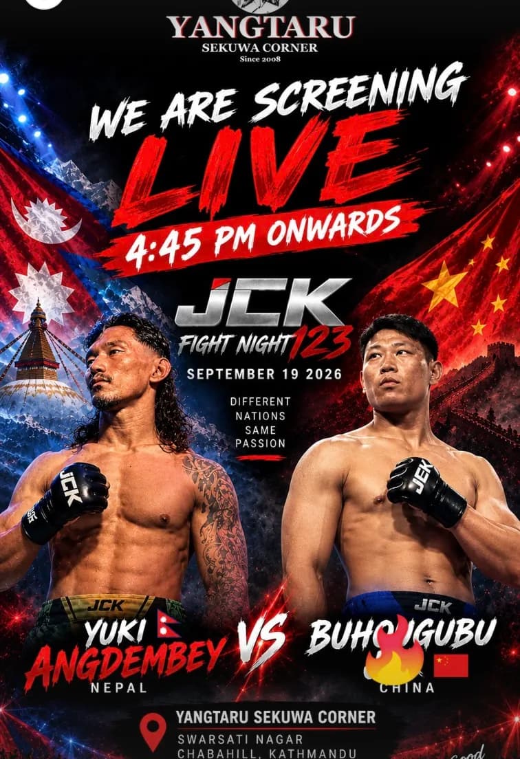 Yuki Angdembe vs Buhuogubu – JCK Fight Night 123 Live Screening at Yangtaru poster