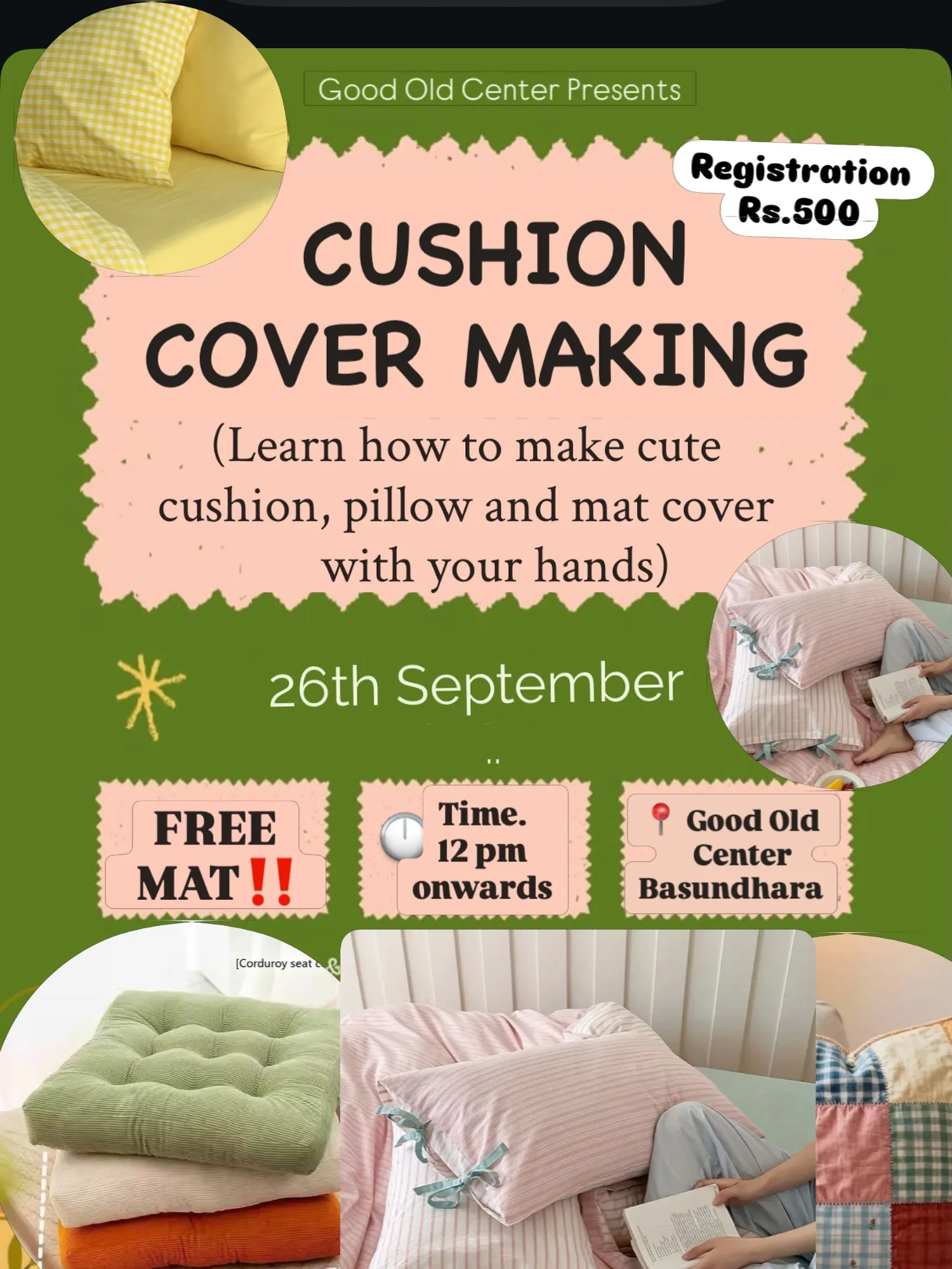 Cushion Cover Making Workshop poster