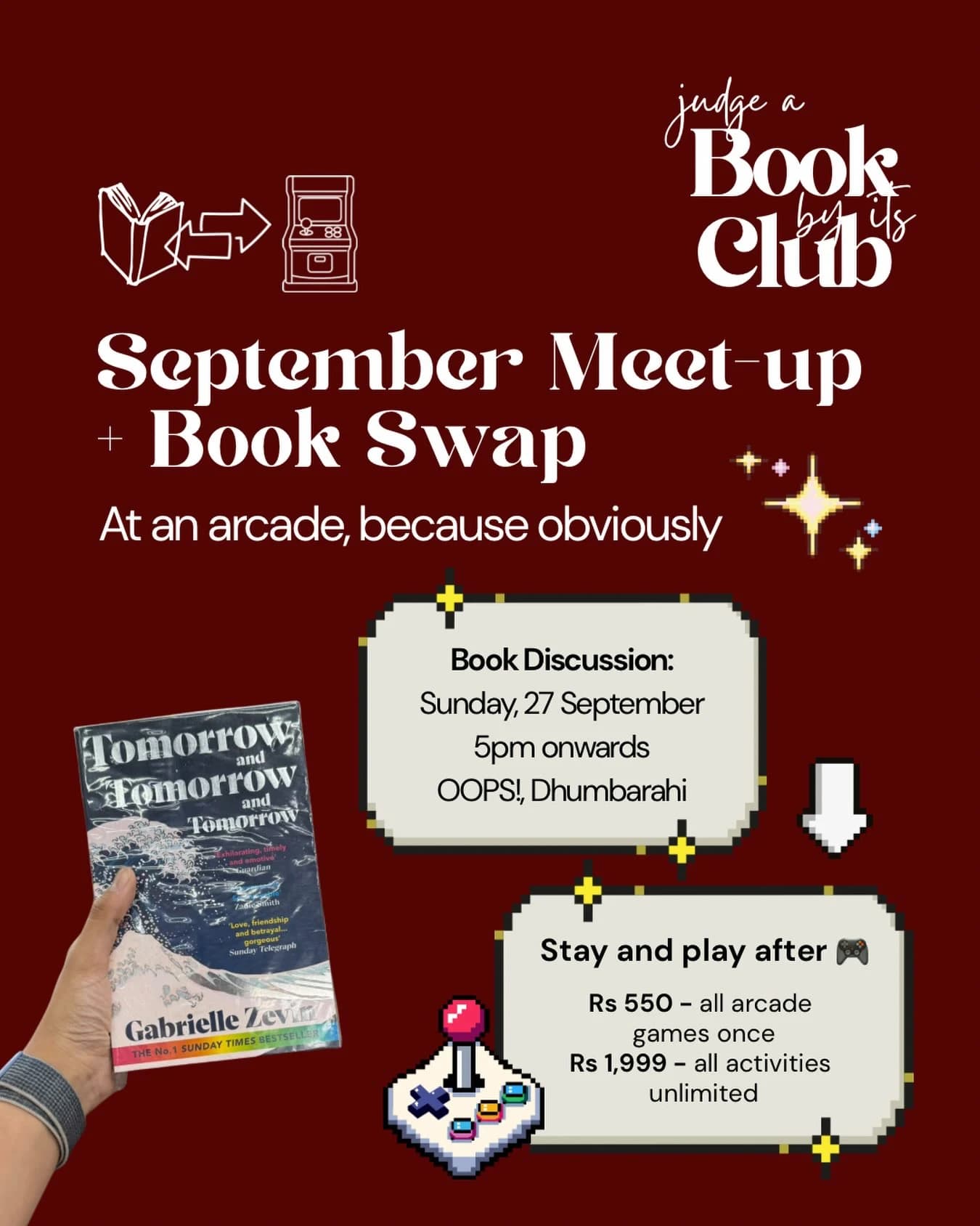 Judge a Book by its Club: September Meet-up + Book Swap at OOPS! poster