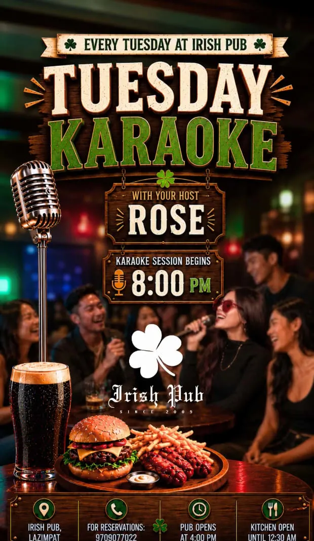 Tuesday Karaoke Night at Irish Pub poster