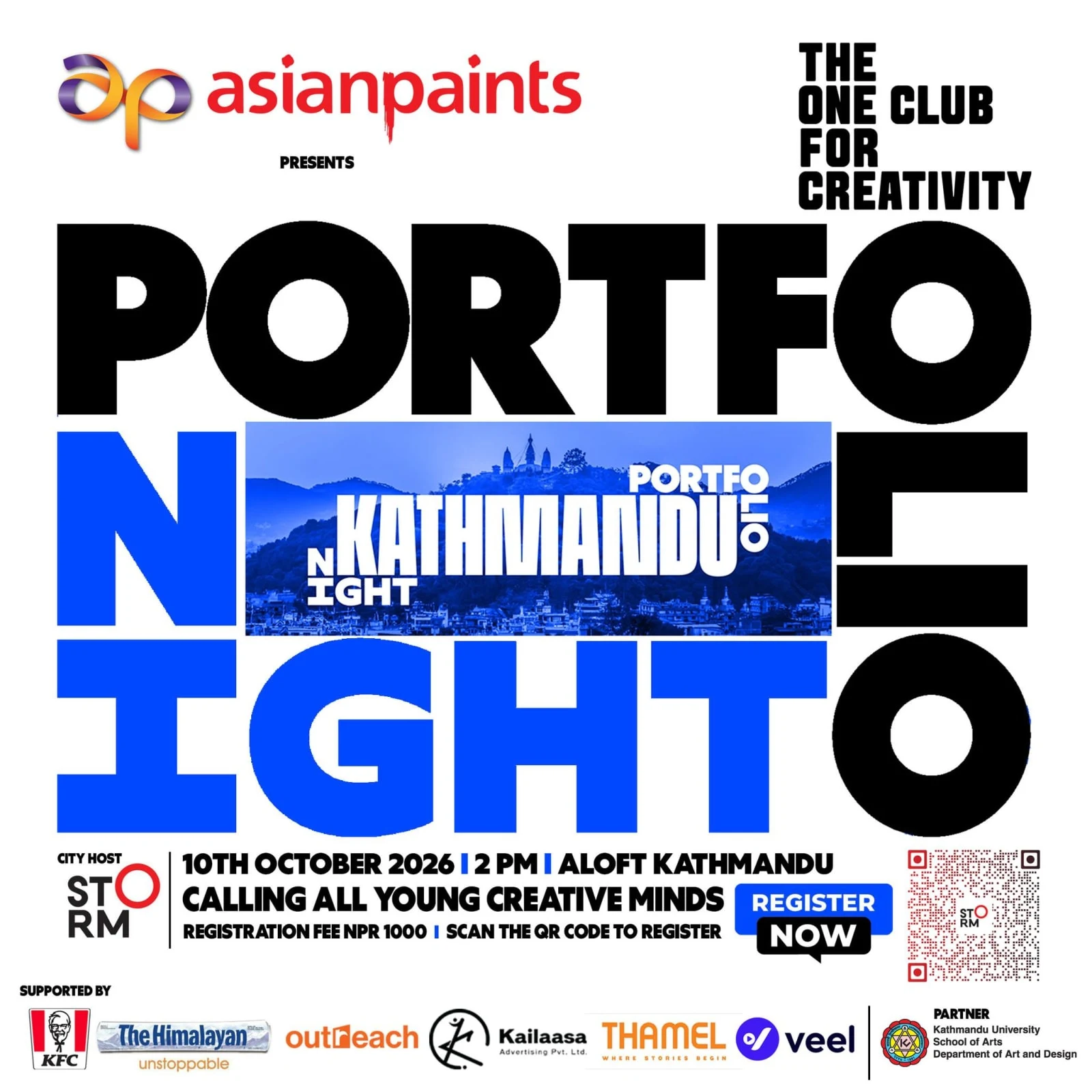 Portfolio Night Kathmandu 2026 (The One Club for Creativity) poster