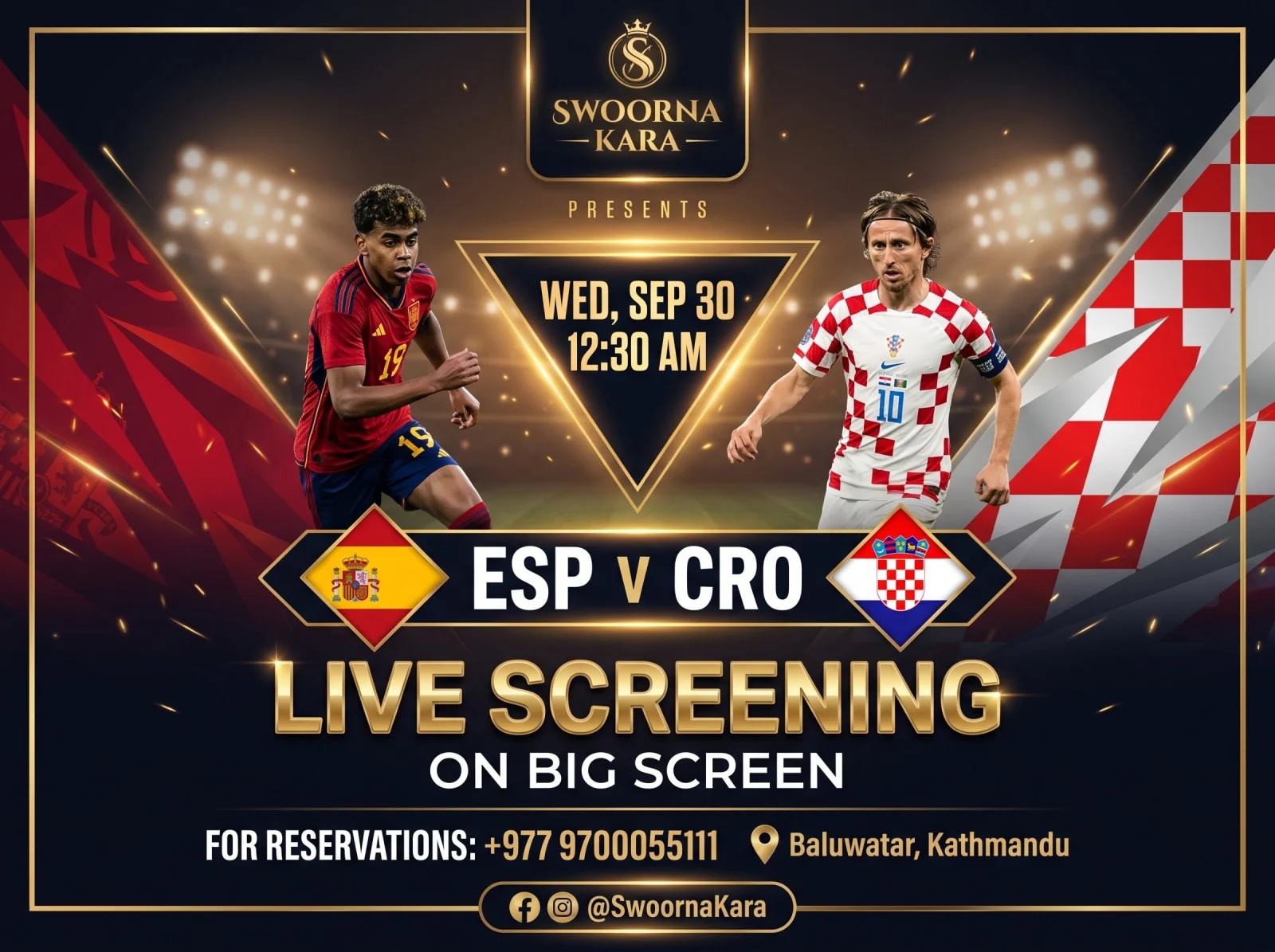 Spain VS Croatia On Big Screen @ Swoorna Kara poster