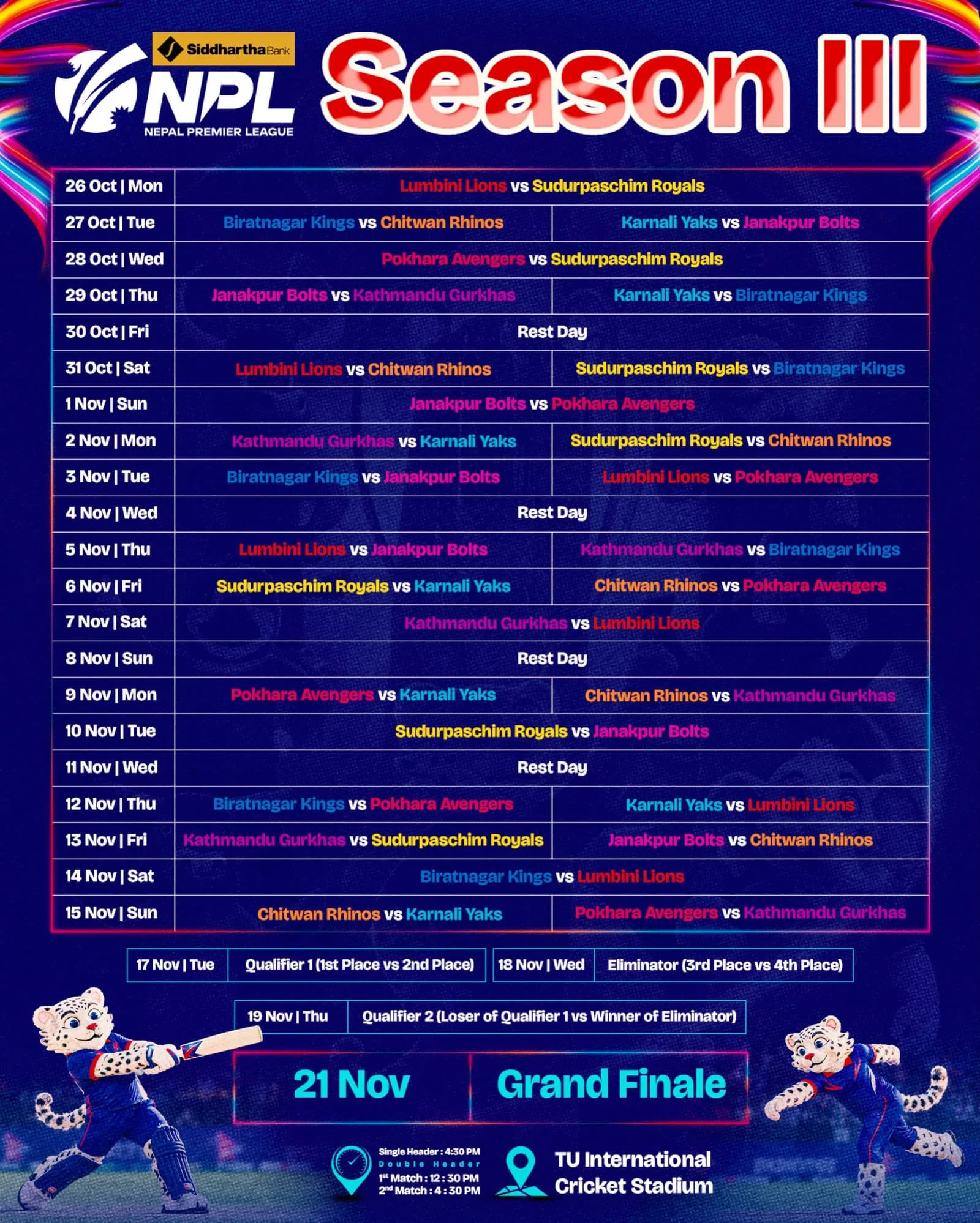 NPL Season 3 Opener: Lumbini Lions vs Sudurpaschim Royals poster