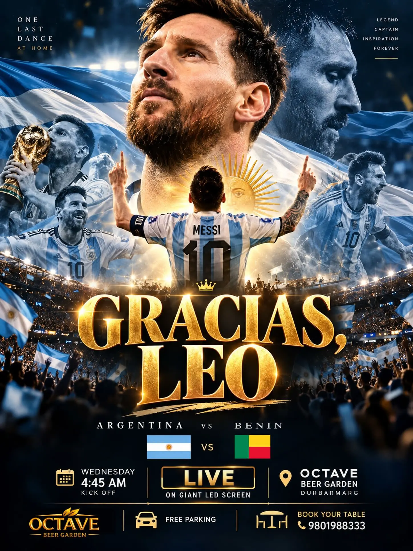 Argentina vs Benin Live Screening at Octave: Gracias, Leo poster