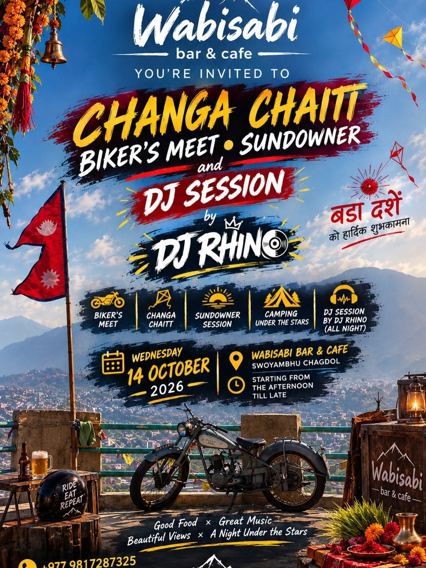 Changa Chaitt: Biker's Meet, Sundowner & DJ Rhino at Wabisabi poster