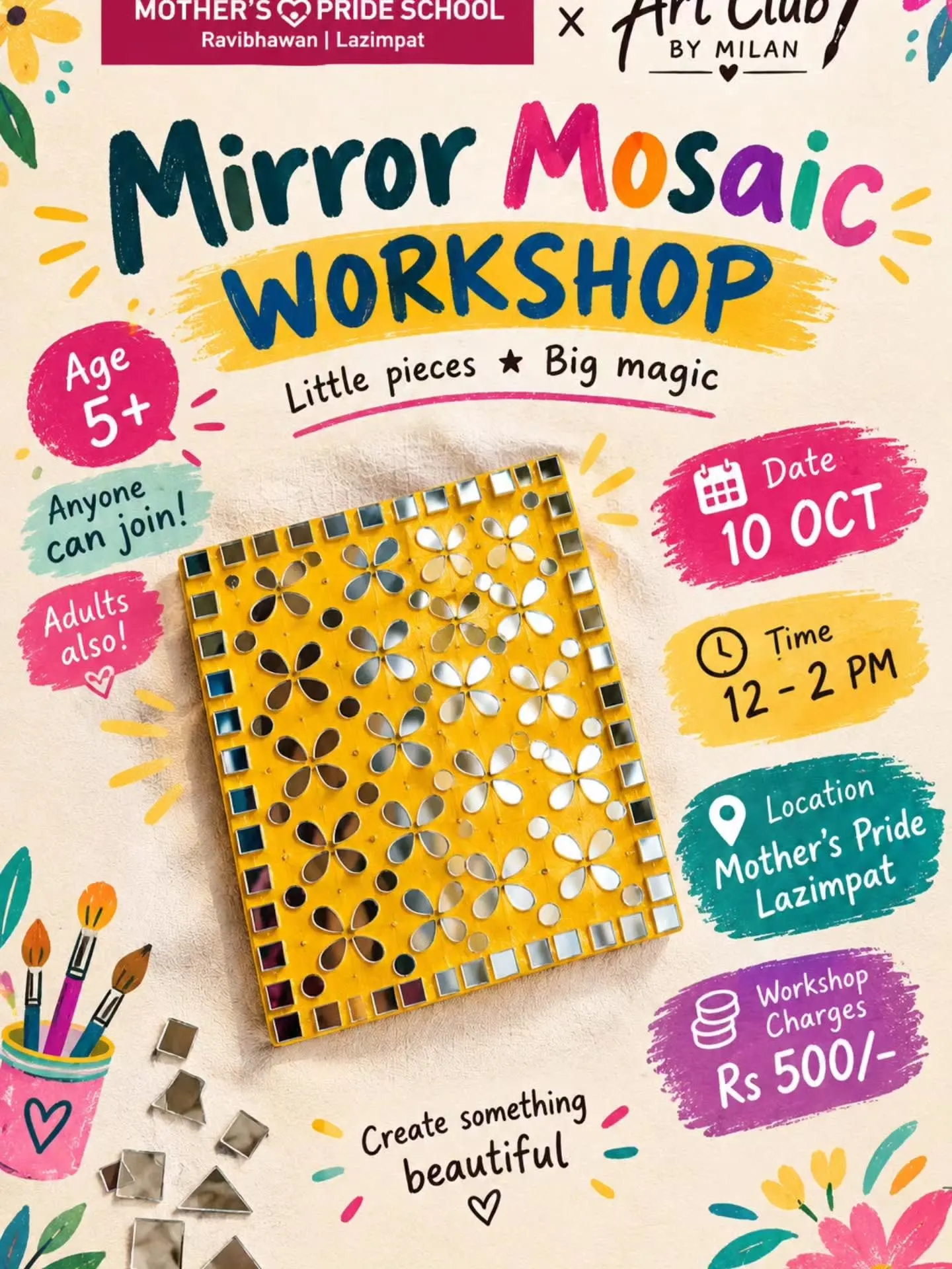 Mirror Mosaic Workshop by Art Club by Milan poster