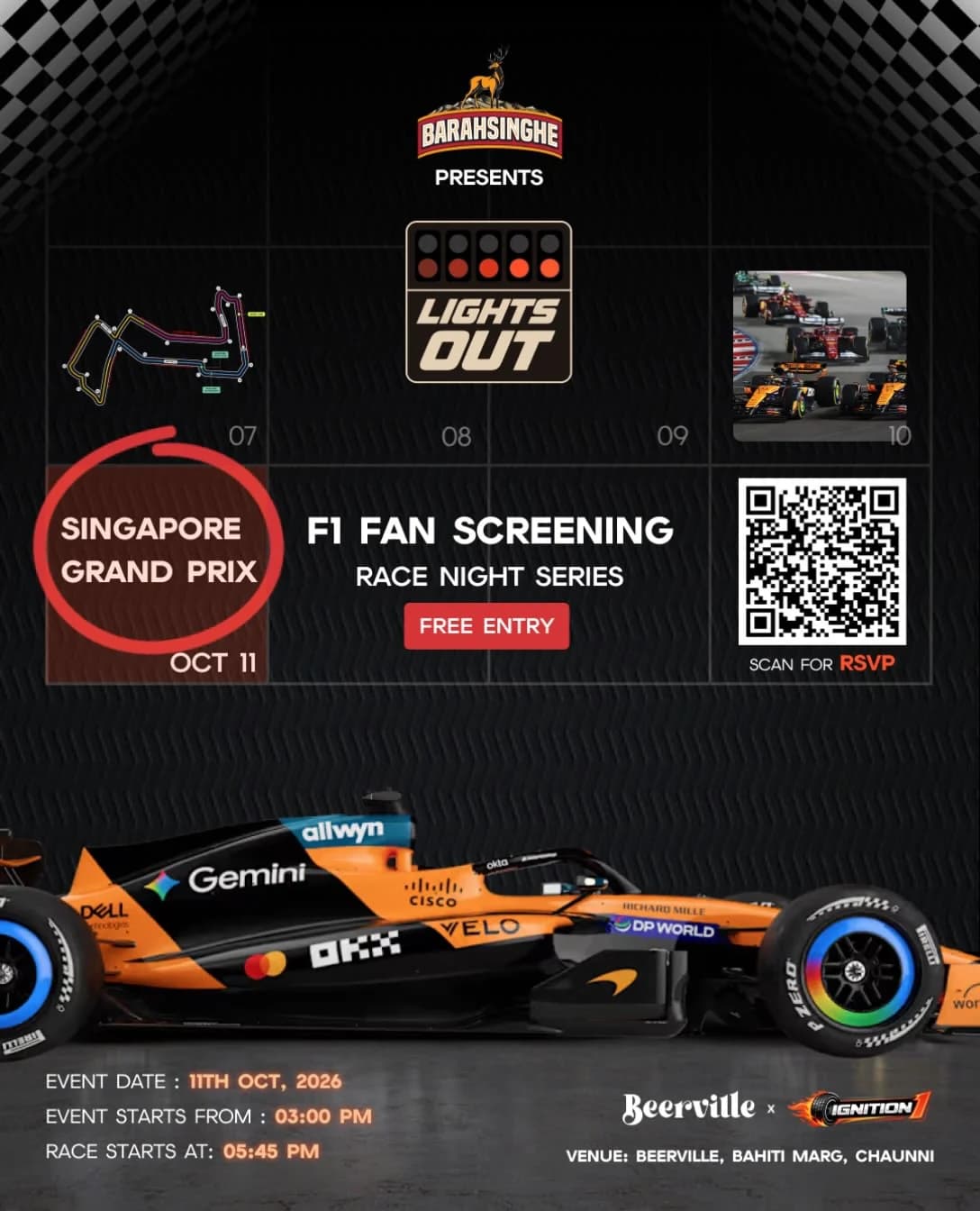 Lights Out | F1 Fan Screening – Singapore GP at Beerville poster