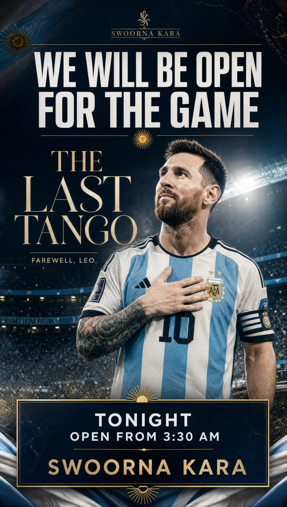🇦🇷 THE LAST TANGO — MESSI FAREWELL WATCH PARTY ON BIG SCREEN poster