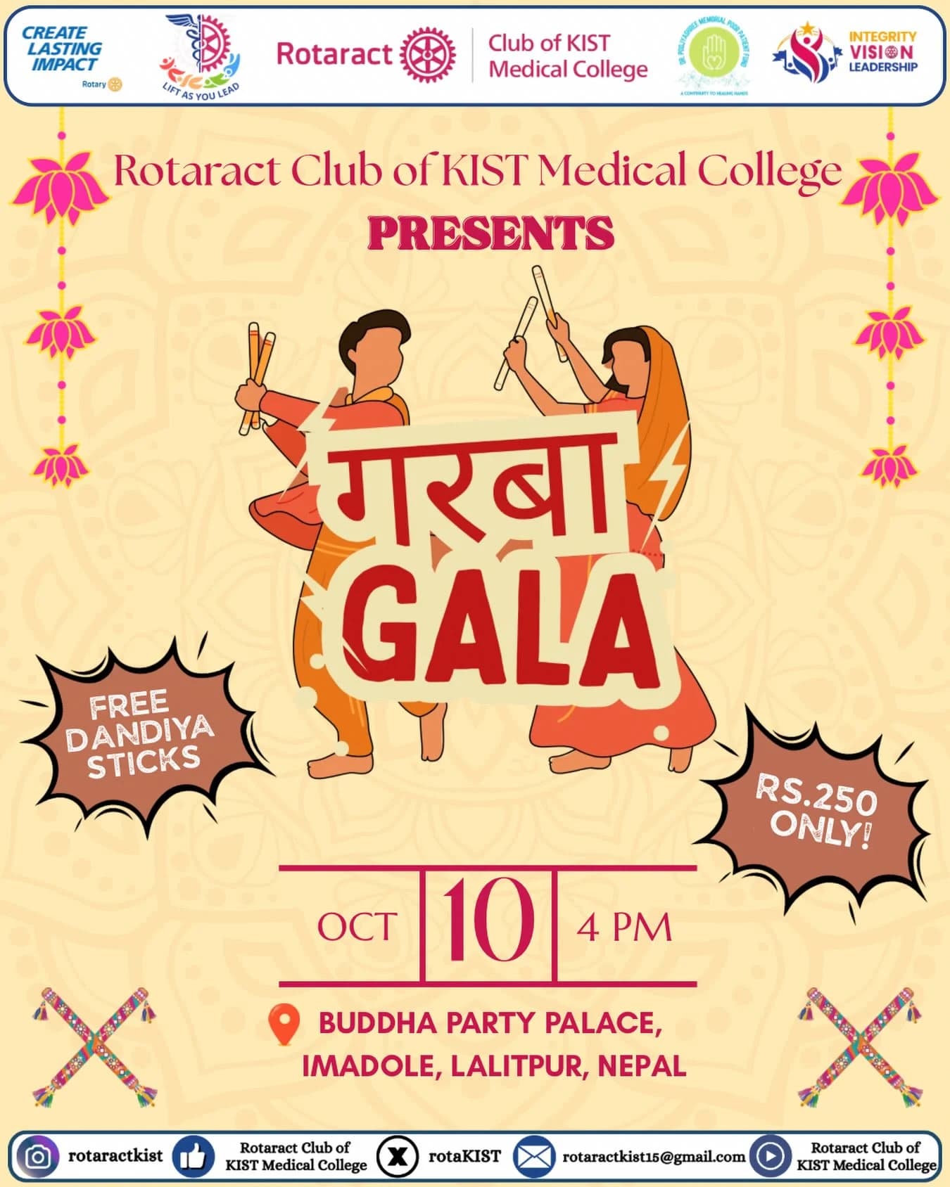 Garba Gala 2026 by Rotaract Club of KIST Medical College poster