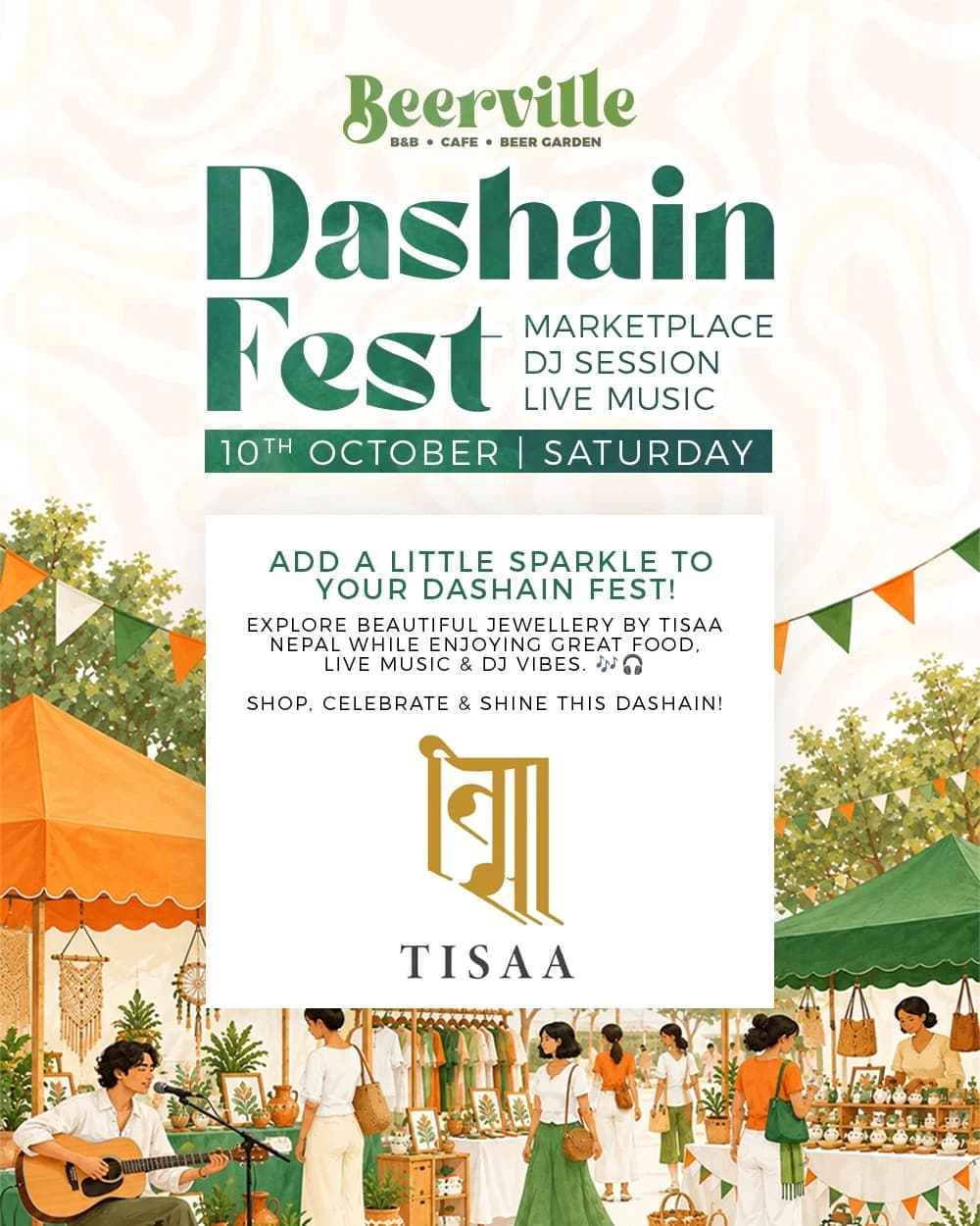 Dashain Fest at Beerville: Marketplace, DJ Denish and Ajen & Duo poster