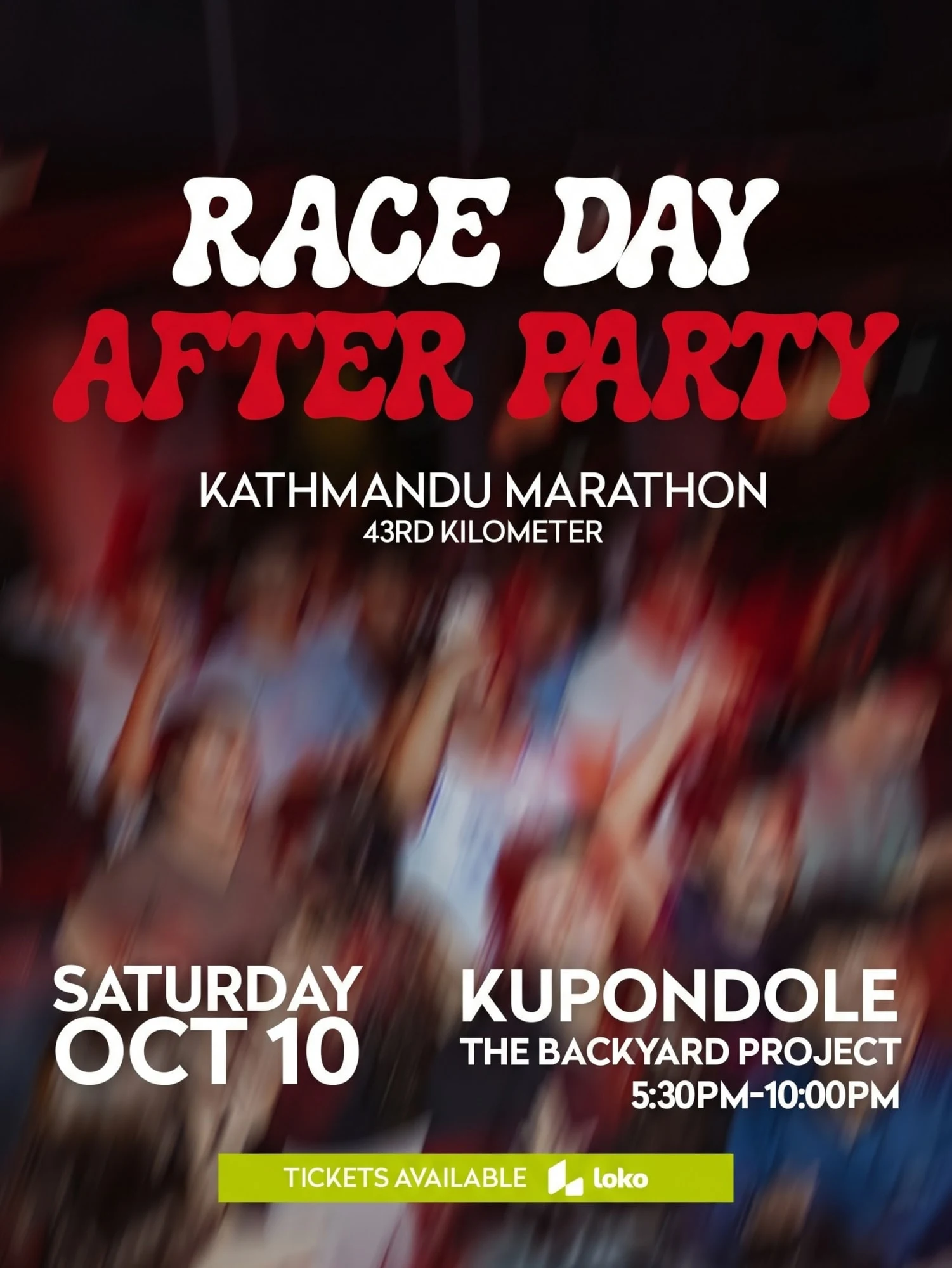 Race Day After Party: Kathmandu Marathon 43rd Kilometer poster