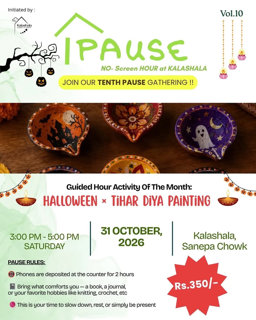 PAUSE Vol. 10: Halloween x Tihar Diya Painting poster