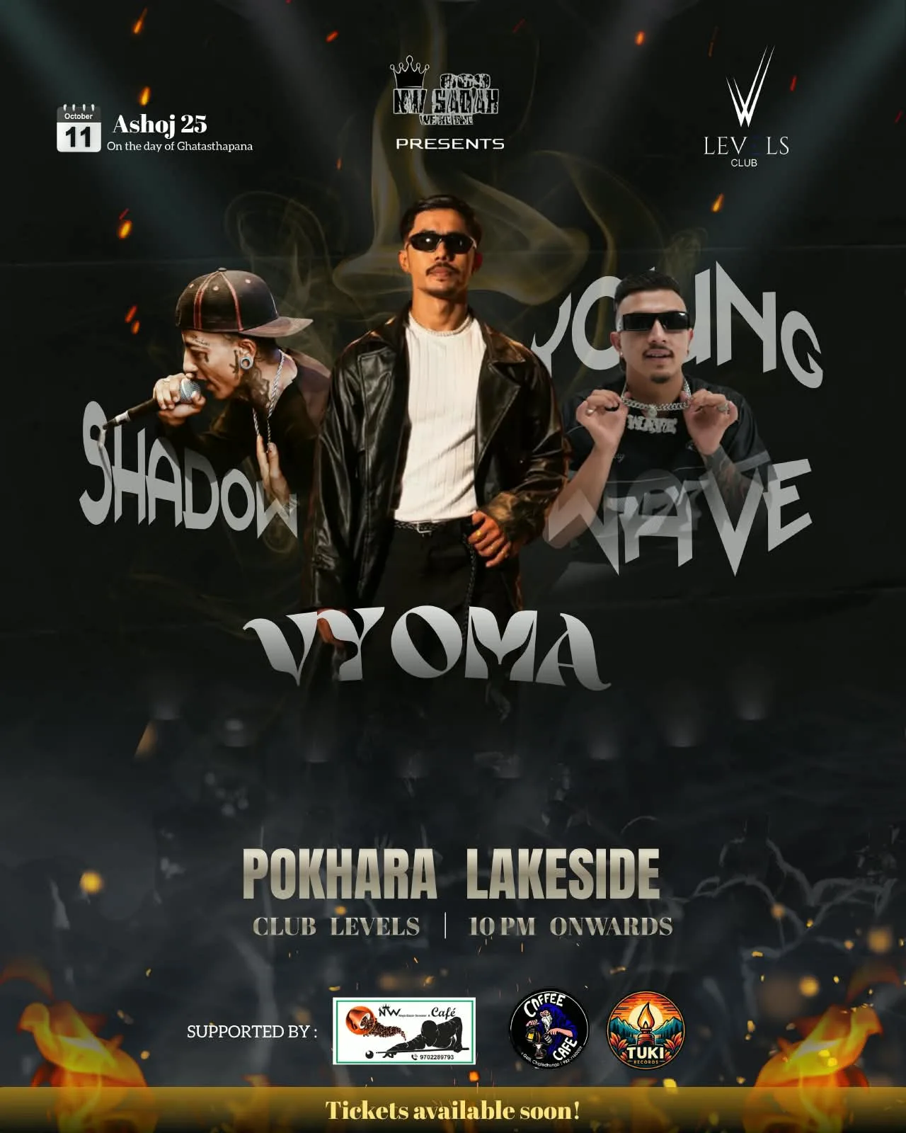 Shadow, Vyoma & Young Wave Live at Club Levels, Pokhara poster