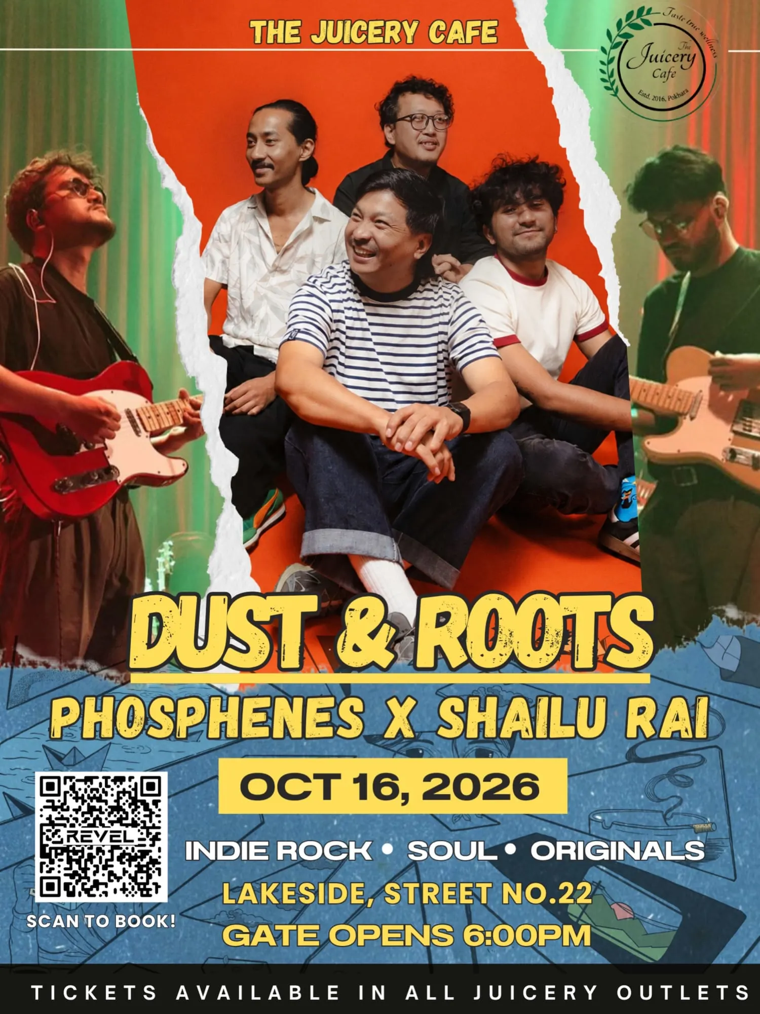 Dust & Roots: Phosphenes x Shailu Rai Live at The Juicery Cafe, Pokhara poster