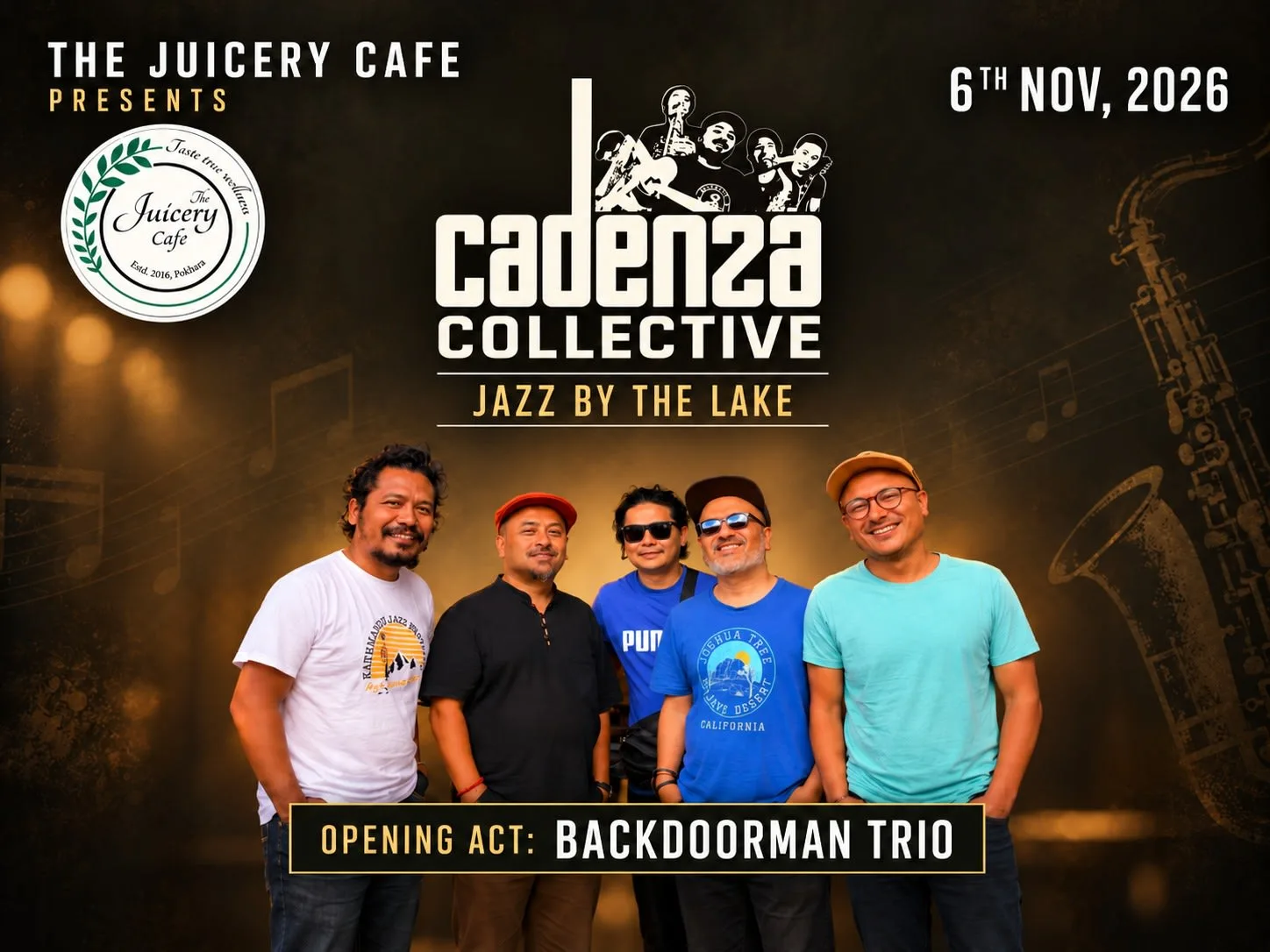 Jazz by the Lake: Cadenza Collective at The Juicery Cafe, Pokhara poster