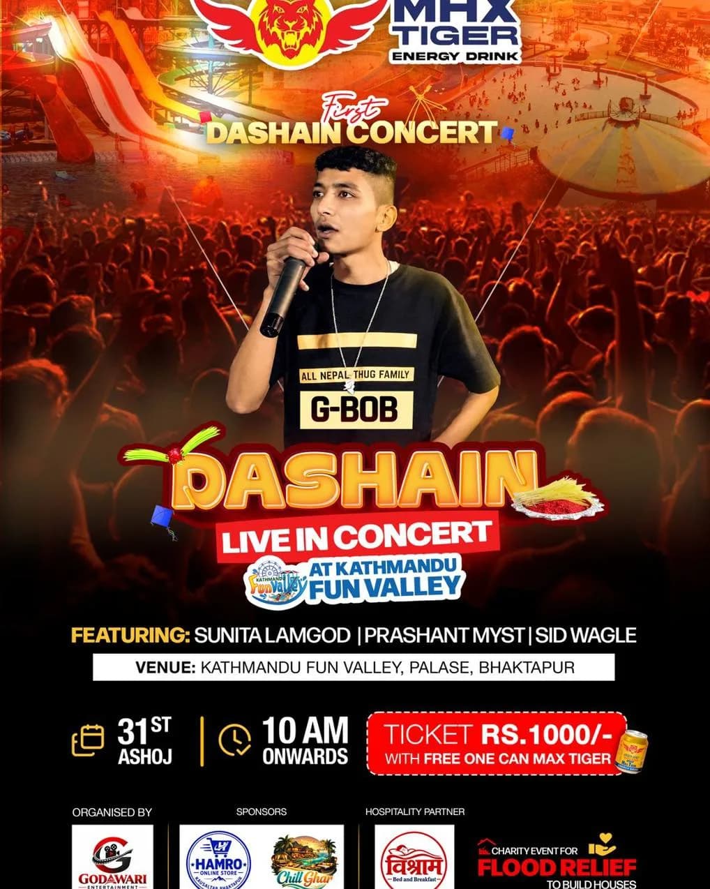 Dashain Live in Concert at Kathmandu Fun Valley: G-Bob, Sunita Lamgod, Prashant Myst, Sid Wagle poster