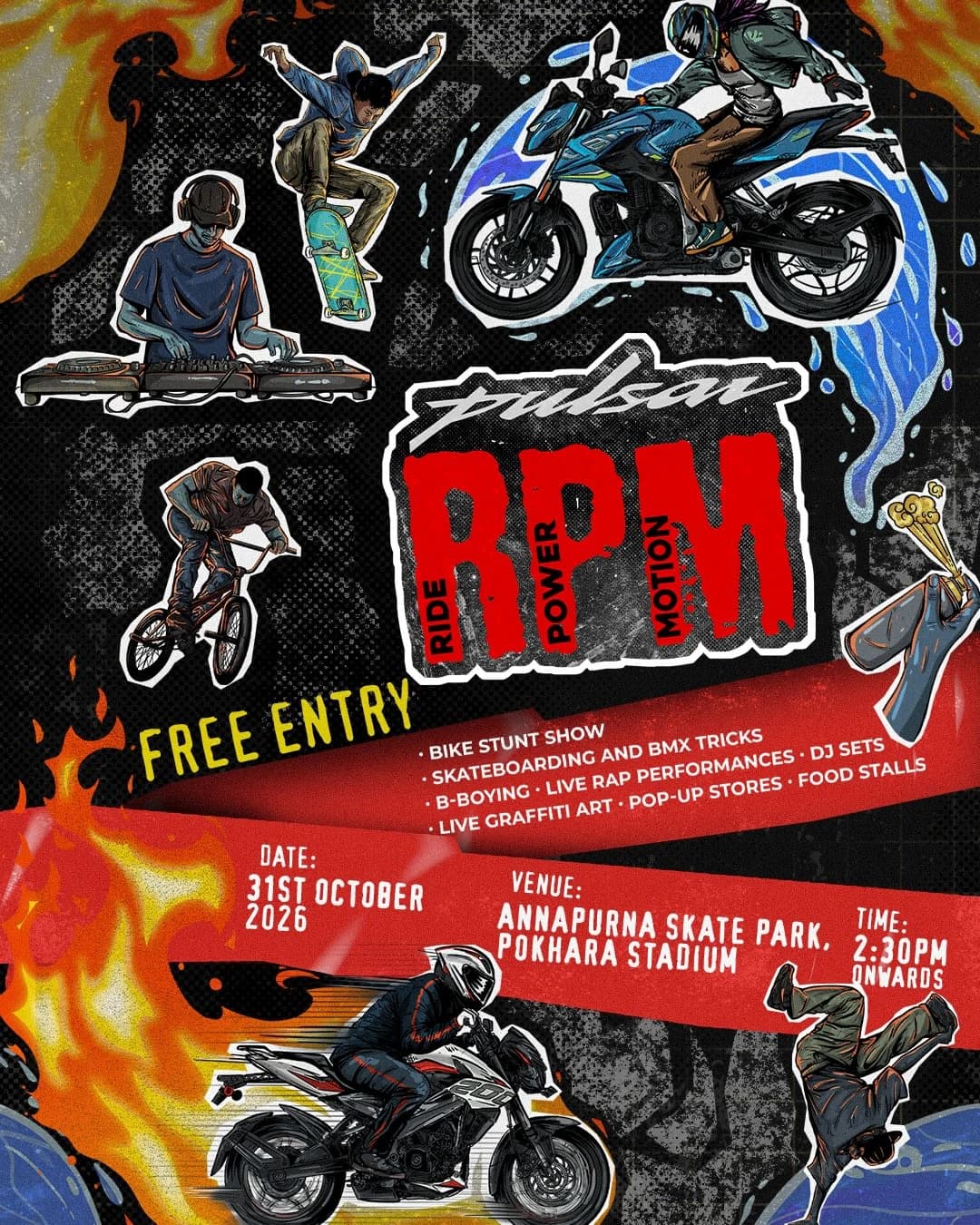 Pulsar RPM Pokhara: Bike Stunts, BMX, Live Rap & DJs poster