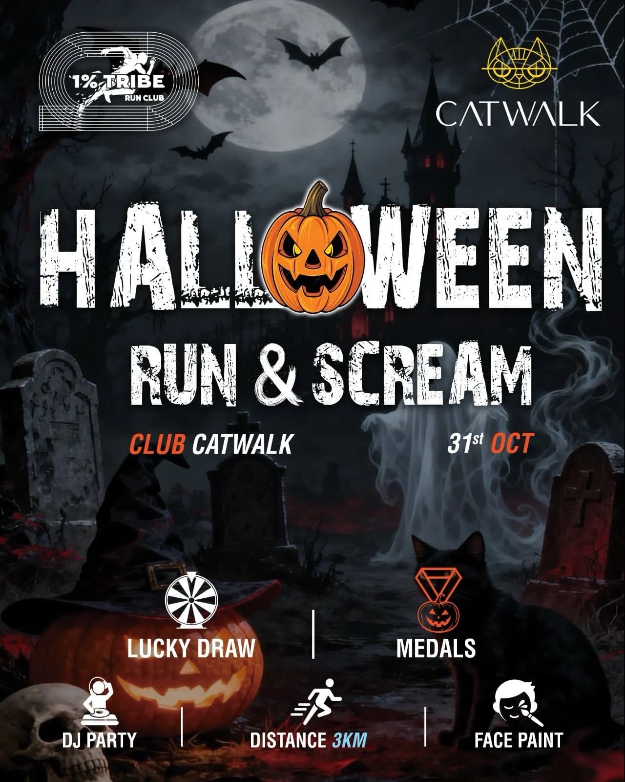 Halloween Run & Scream by 1% Tribe at Club Catwalk, Pokhara poster