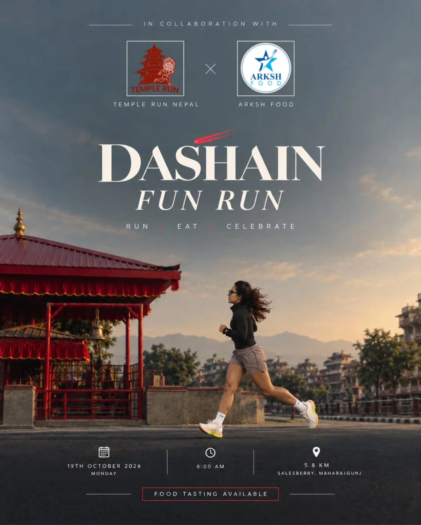 Dashain Fun Run: Temple Run x Arksh Food poster