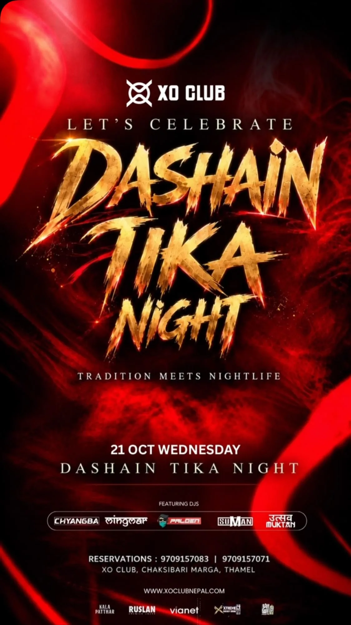 Dashain Tika Night at XO Club poster
