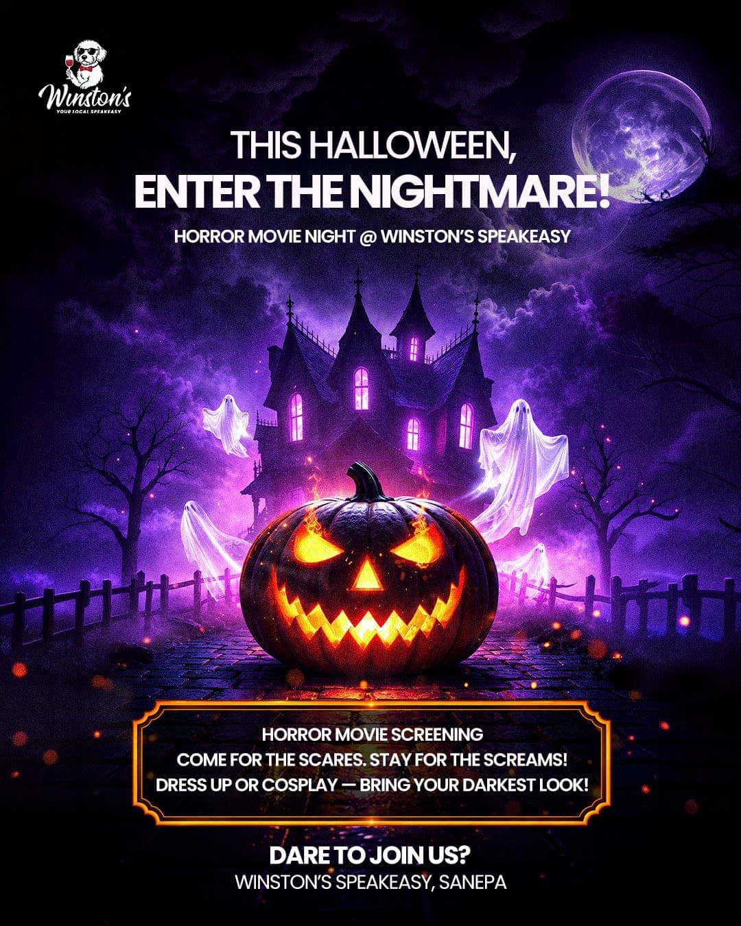 Halloween Movie Night: Beetlejuice Beetlejuice at Winston's Speakeasy poster