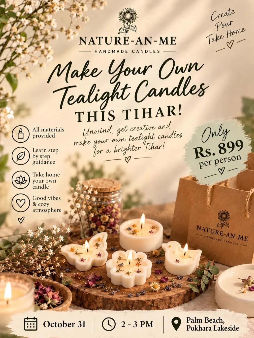 Tihar Special Tealight Candle-Making Workshop, Lakeside Pokhara poster