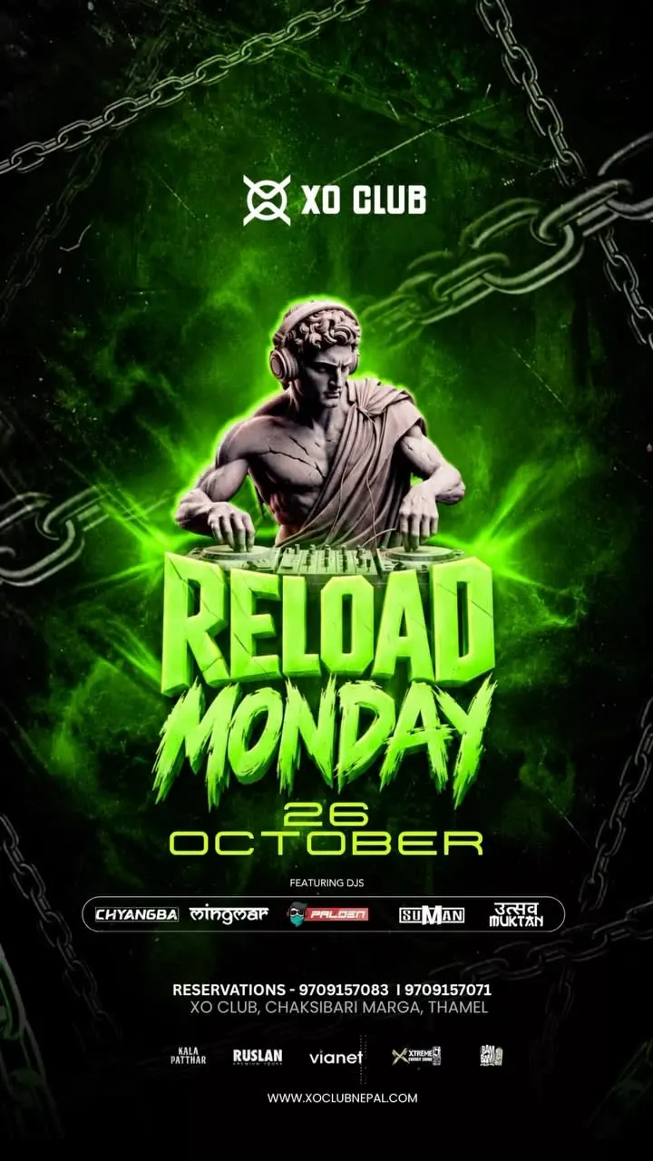 Reload Monday at XO Club, Thamel poster