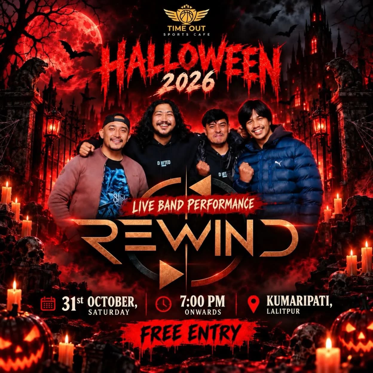 Halloween 2026: Rewind Live at Timeout Sports Cafe poster