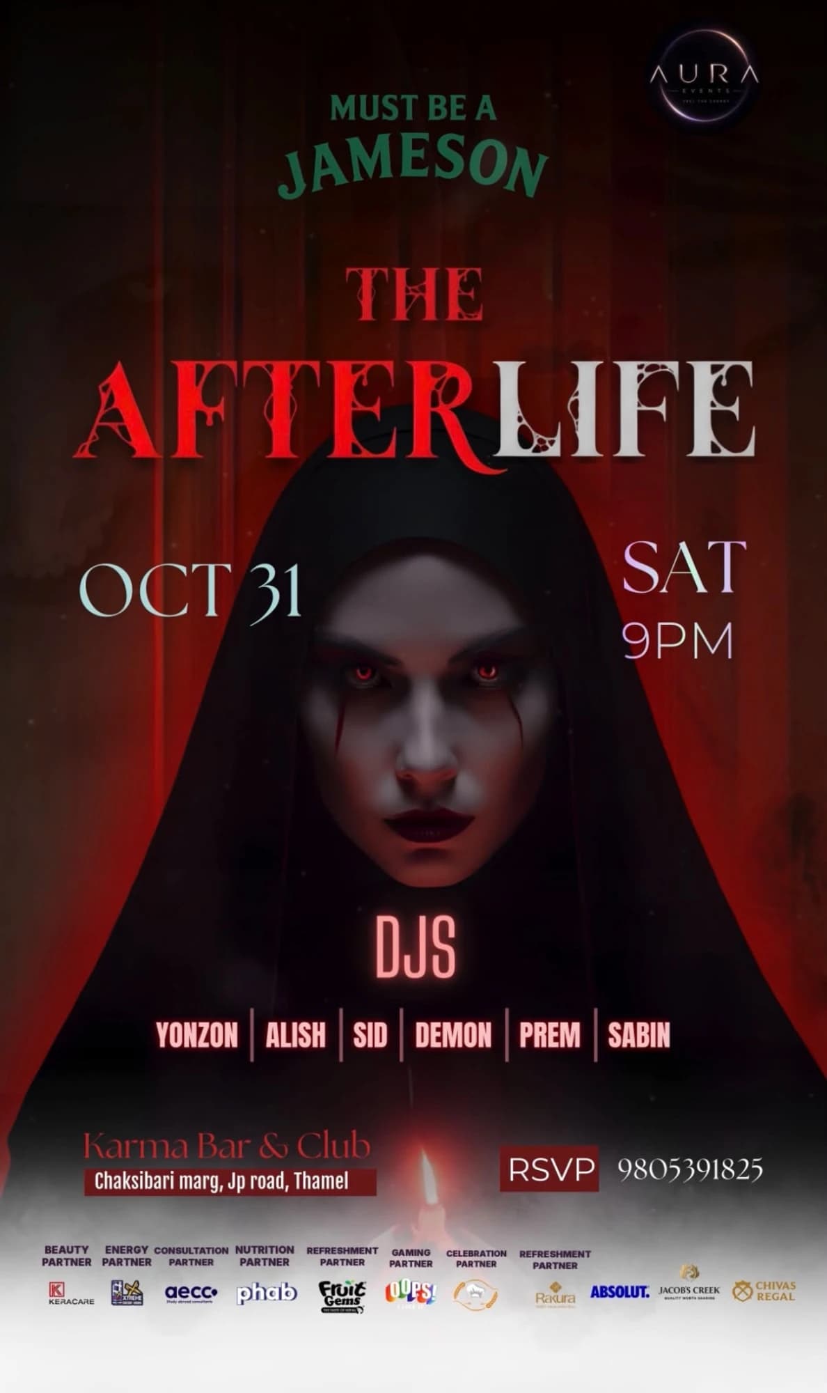 The Afterlife: Halloween Night by Aura Events at Karma Bar & Club poster