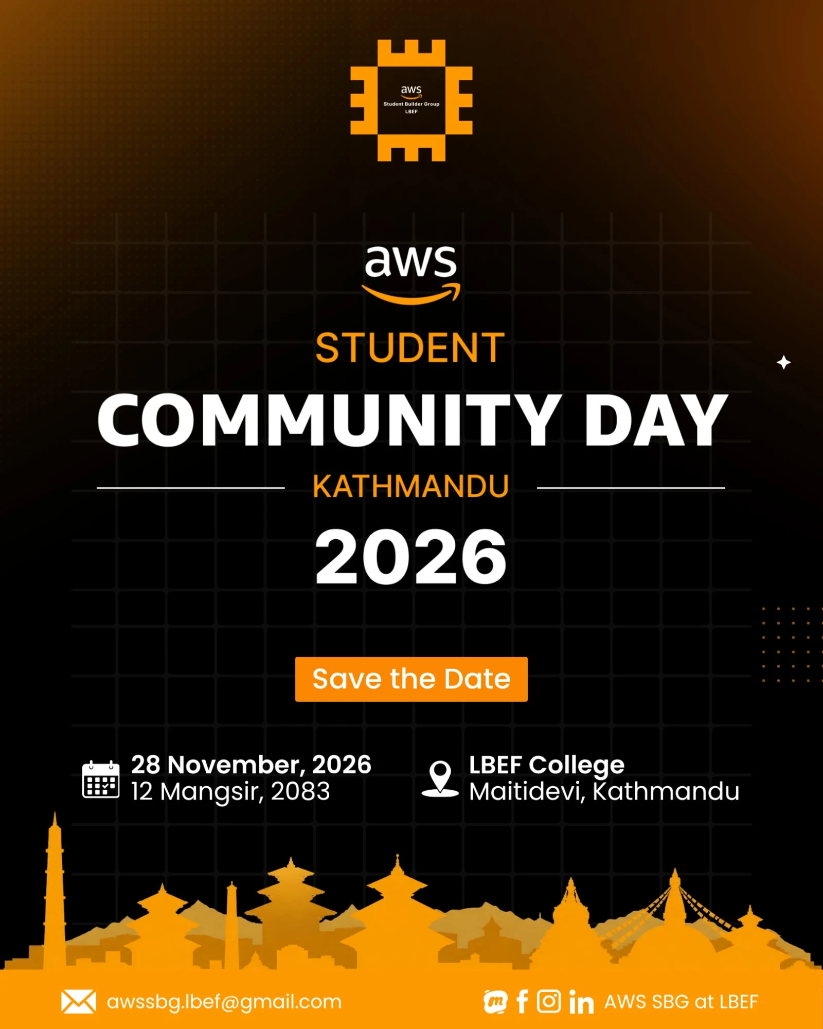 AWS Student Community Day Kathmandu 2026 poster