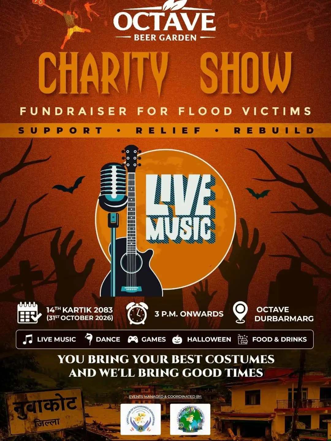 Halloween Charity Show at Octave: Fundraiser for Nawakot Flood Victims poster