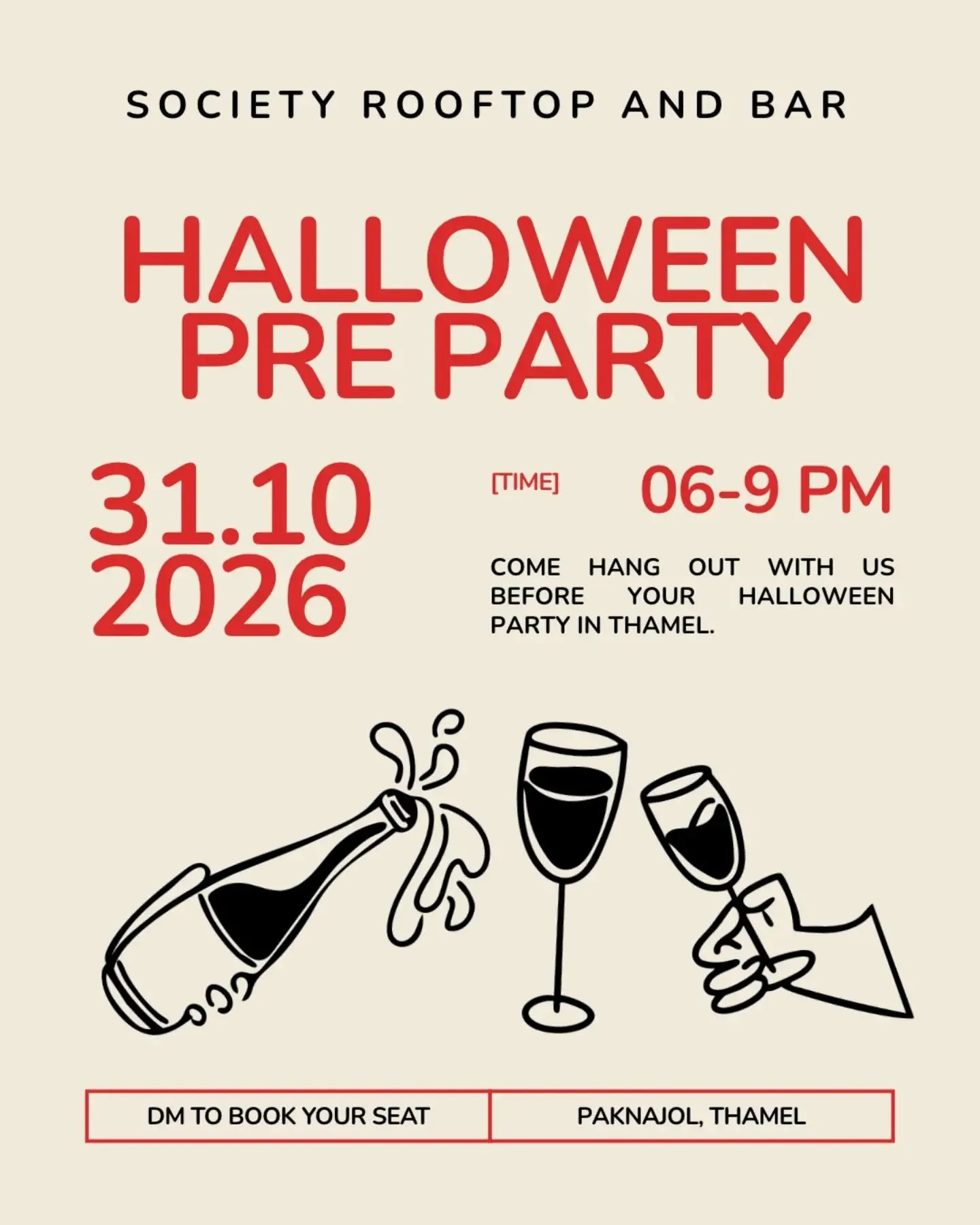 Halloween Pre Party at Society Rooftop, Thamel poster