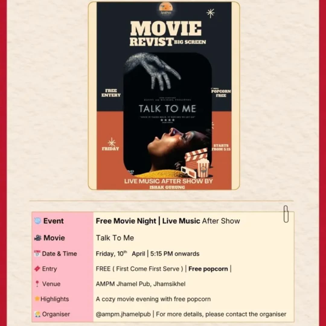 Free Movie Night - Talk To Me | Live Music After Show