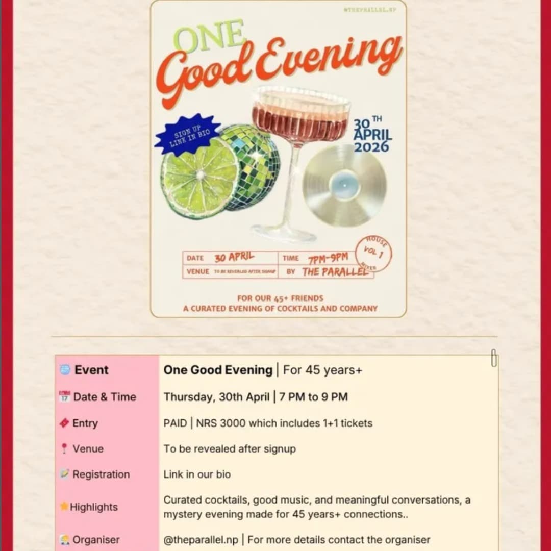 One Good Evening For 45 years+