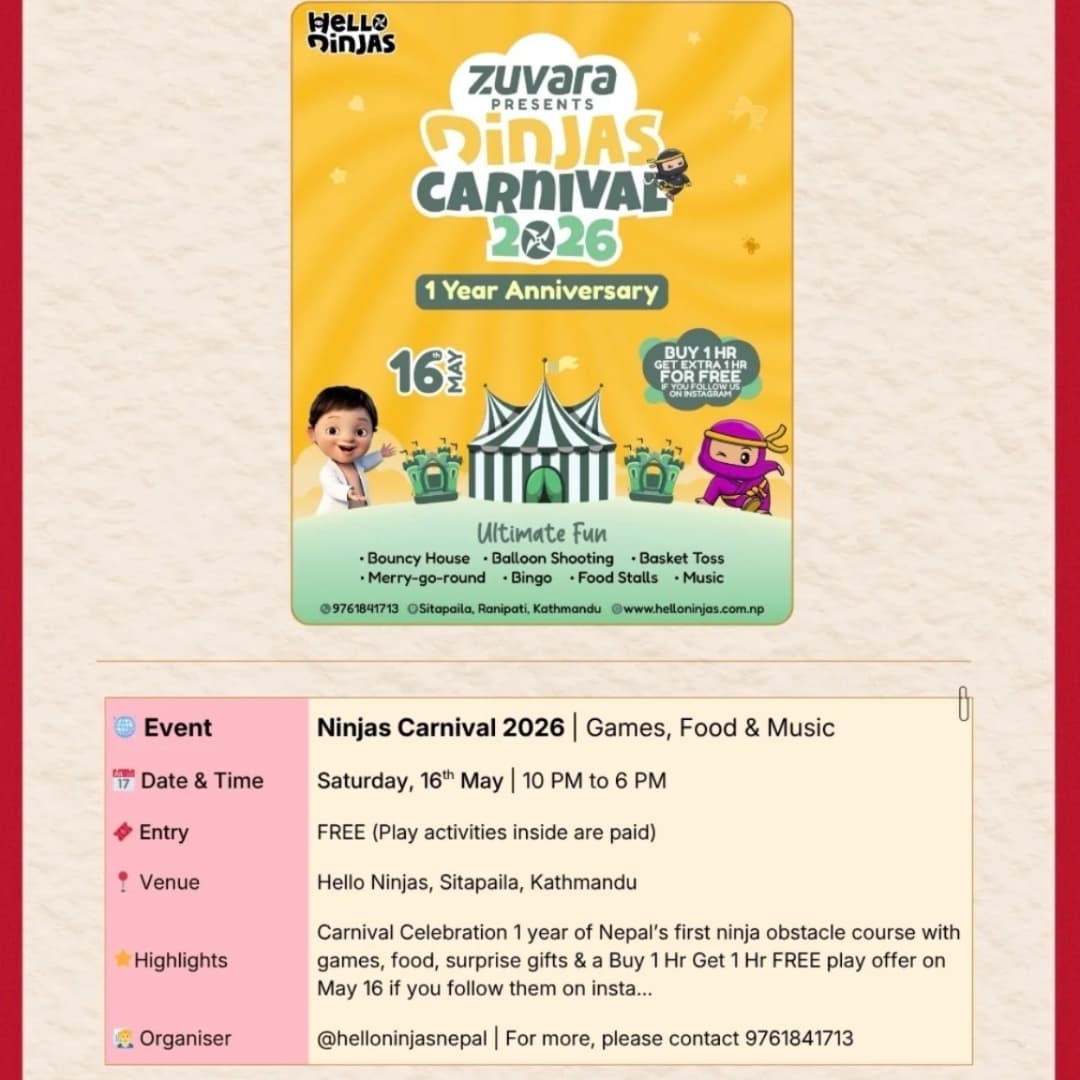 Ninjas Carnival 2026 | Games, Food & Music