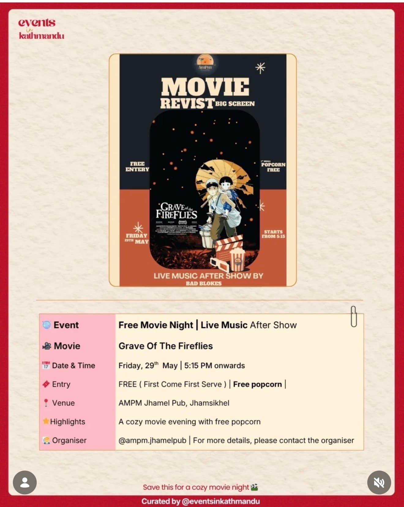 Free Movie Night | Live Music After Show