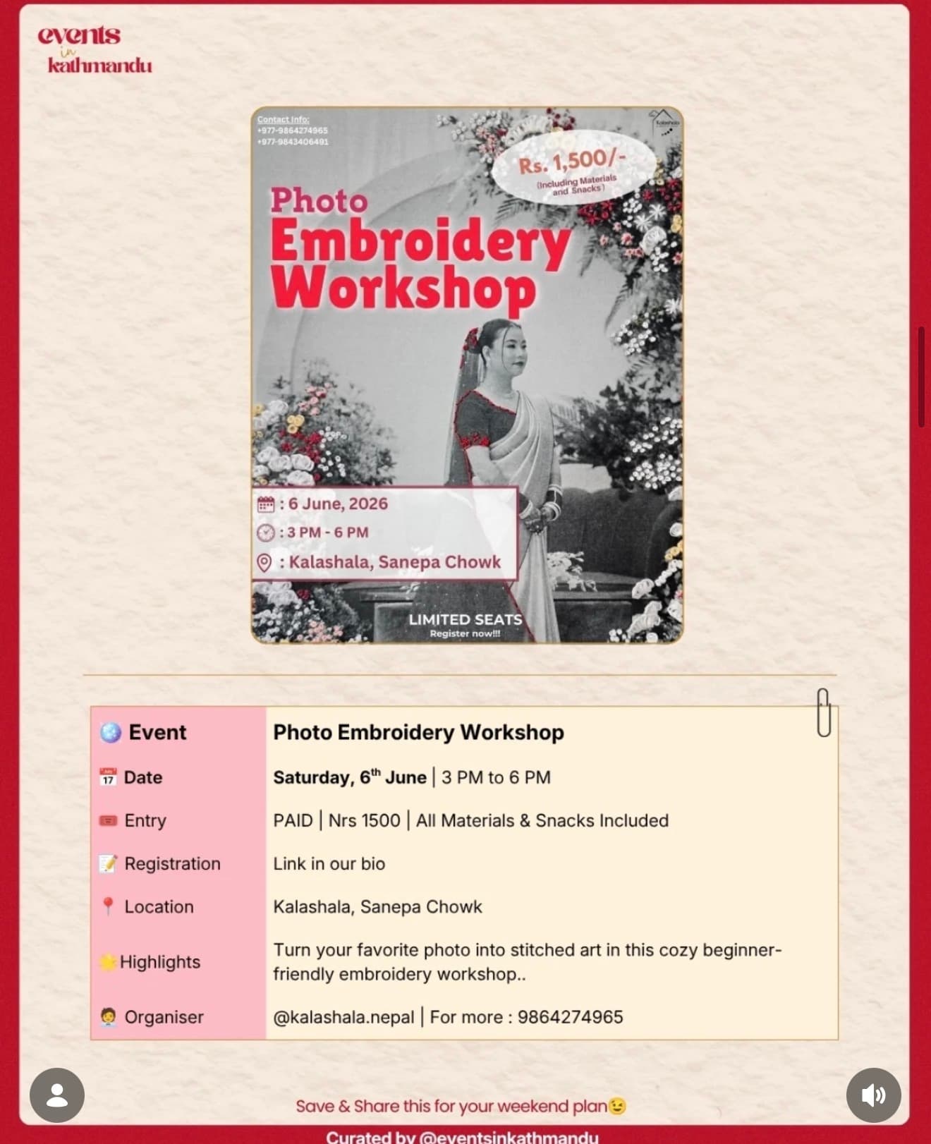 Photo Embroidery Workshop