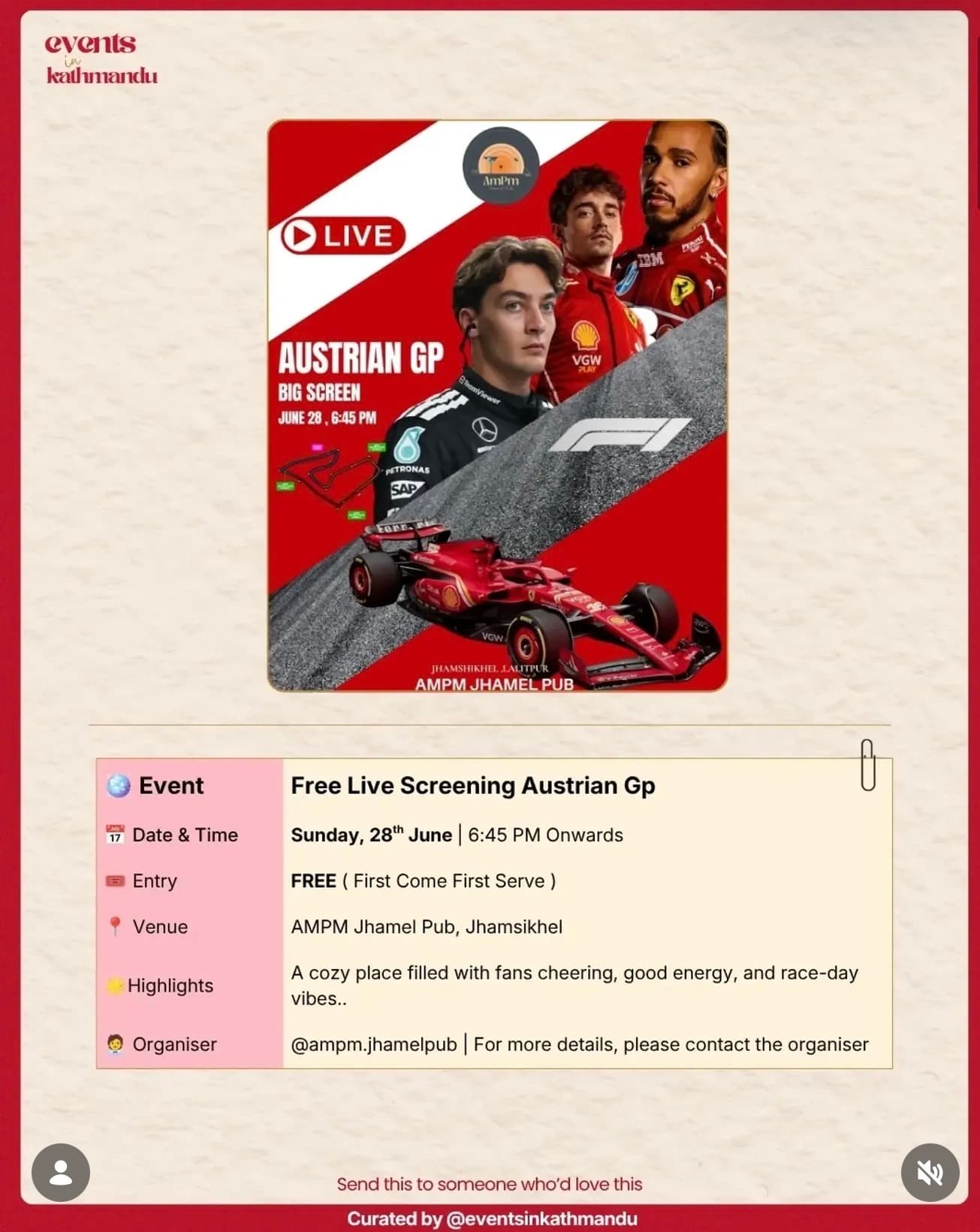 Free Live Screening Austrian GP