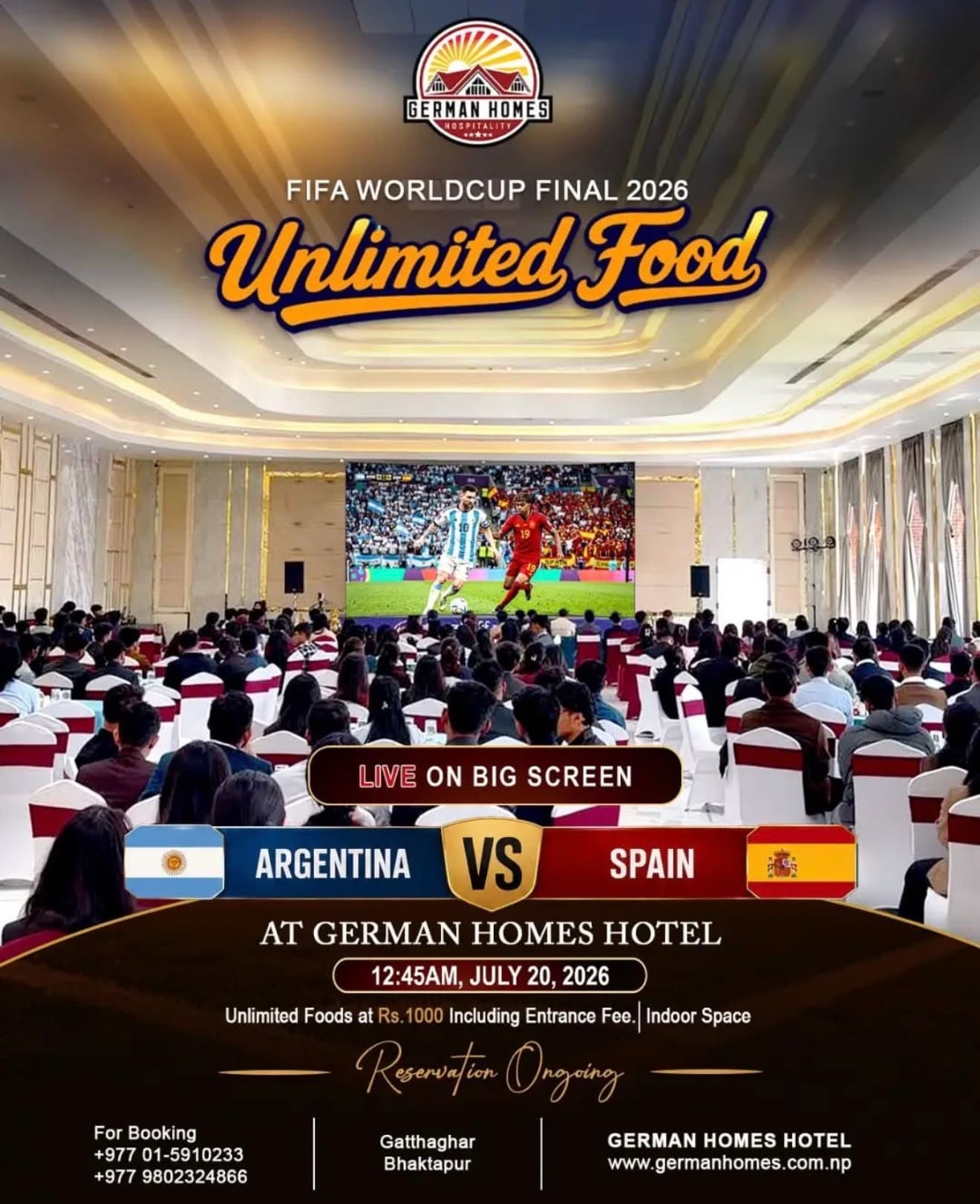 FIFA World Cup Final 2026 - Argentina vs Spain - Unlimited Food