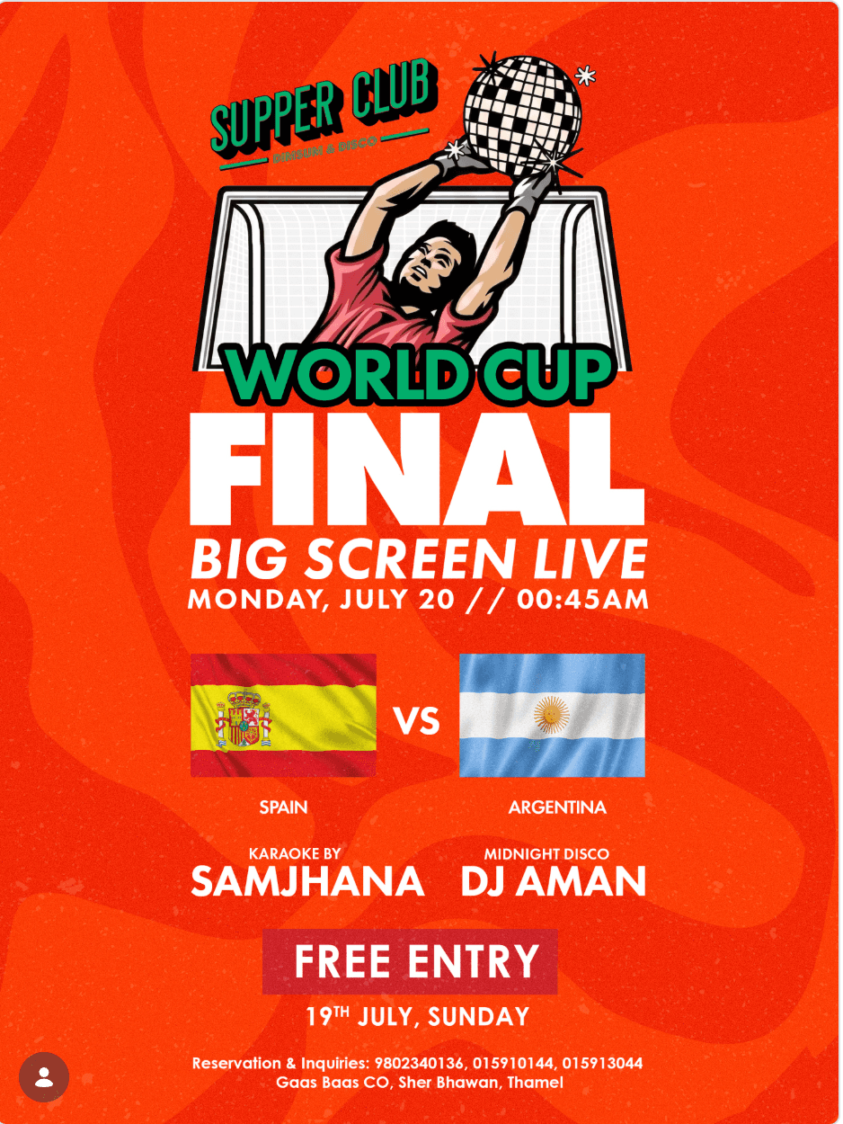 Supper Club World Cup Final Big Screen Live
