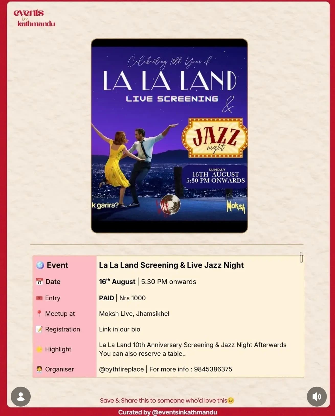 La La Land Screening & Live Jazz Night