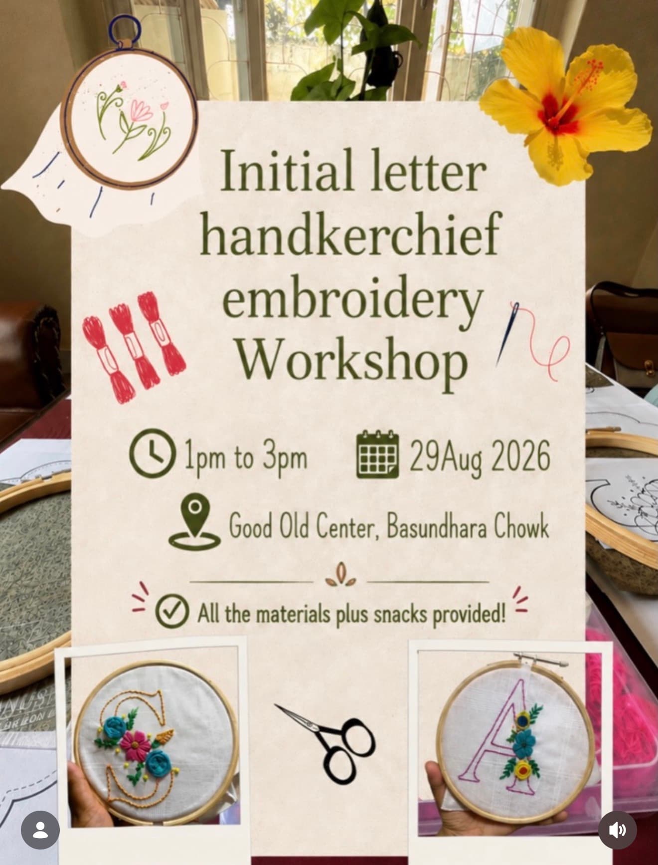 Initial letter handkerchief embroidery Workshop