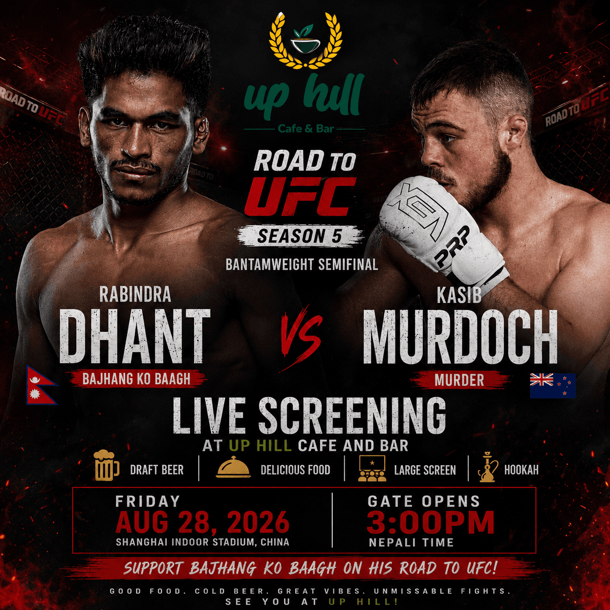 Road to UFC Season 5 – Bantamweight Semifinal Live Screening: Rabindra Dhant vs Kasib Murdoch